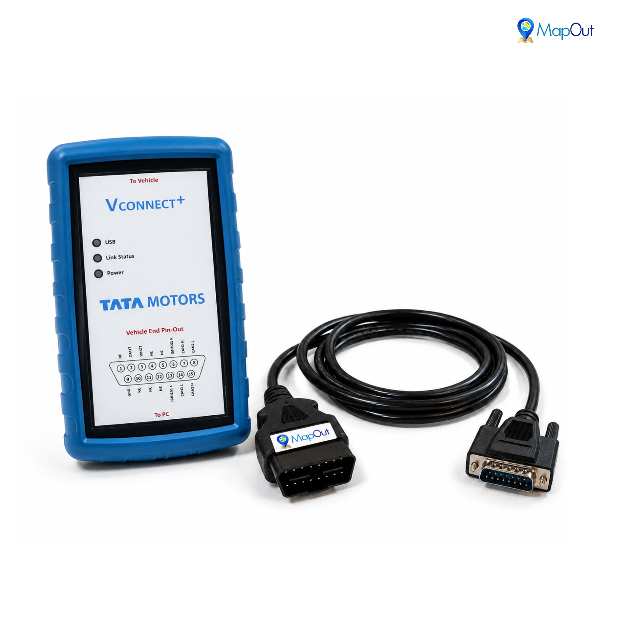 SMPL027 Tata Motors V Connect Plus / Garuda-ll OBD-II 16 Pin Male to DB-15 Male Diagnostic Both Side Moulded Cable for Passenger Cars and Small Commercial Vehicles - Image 4