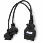 SMPL212 OBD-ll 16 Pin Male to Two Side Female Y-Splitter Round Moulded Cable (Male-Female-Female)