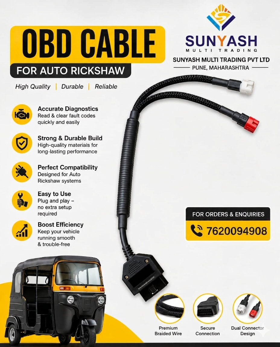 SMPL116 OBD-ll 16 Pin Female Moulded Connector with 2 Couplers (Red- 6 Pin & White – 4 Pin) Authorised Scanning Cable for all Bajaj Autos Compatible With OBD-ll V519, V311, V317 & Blue ELM327 Scanner