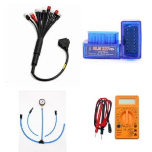 SMPL126 Blue OBD-ll ELM327 Scanner, OBD-ll 11 in 1 BS6/BS7 Bike Scanning Cable, DMM, FPG