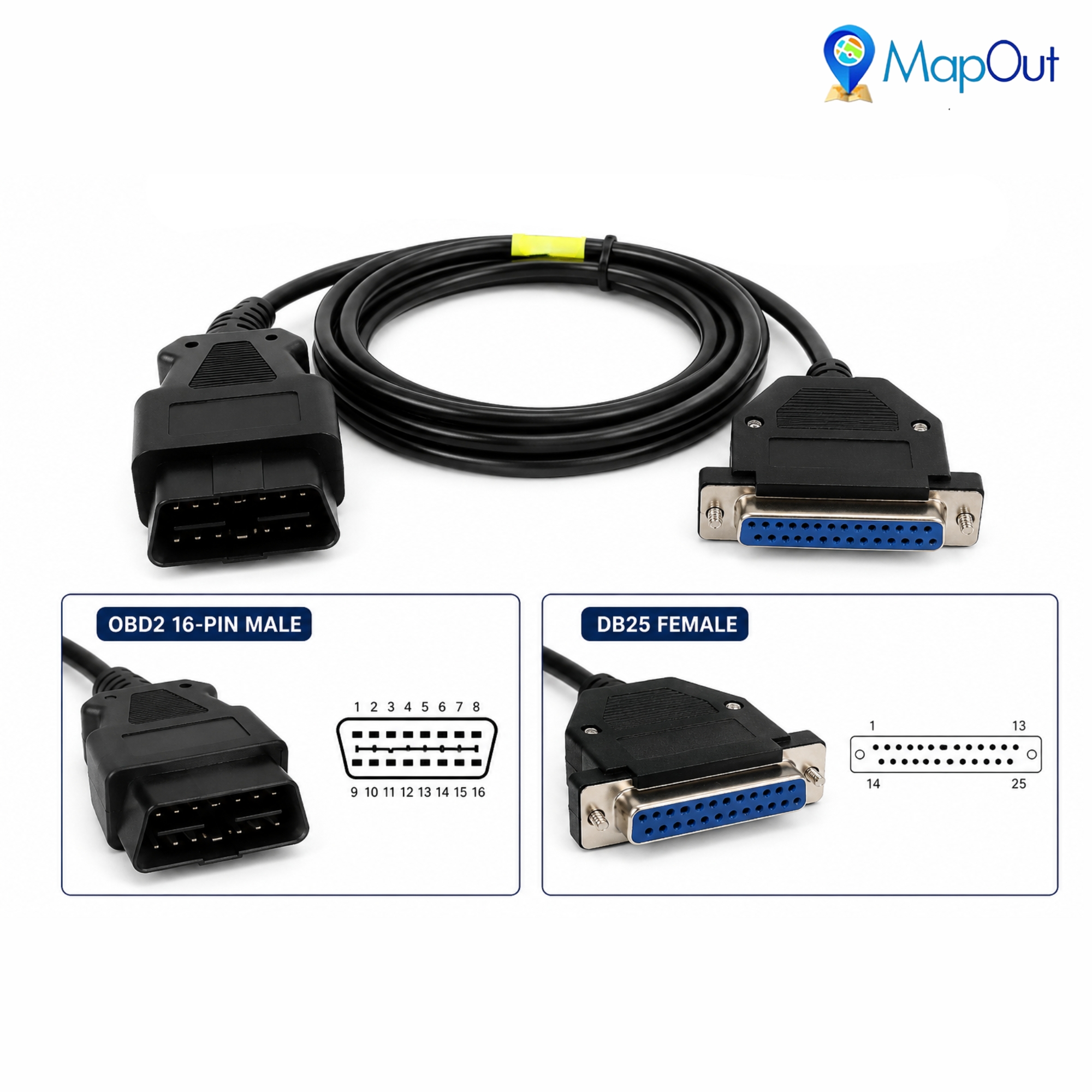 SMPL004 Ashok Leyland OBD-ll 16 Pin Male to DB-25 Female BS4 (VDO) Flashtool Diagnostic Moulded Cable for Trucks & Buses - Image 4