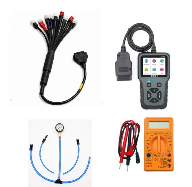 SMPL127 V311 OBD-ll Scanner with 11 in 1 OBD-ll 16 Pin Female BS6/BS7 Bike Scanning Cable, Digital Multimeter, Fuel Pressure Guage