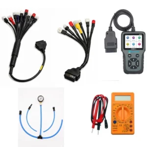 SMPL131 V311 OBD-ll Diagnostic Scanner with Multi Coupler 18 in 1 OBD-ll 16 Pin Female BS6/BS7 Bike Scanning Cable, Digital Multimeter, Fuel Pressure Guage