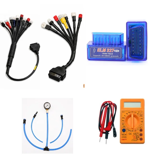 SMPL134 Blue OBD-ll ELM327 Scanner with Multi Coupler 18 in 1 OBD-ll 16 Pin Female BS6/BS7 Bike Scanning Cable, Digital Multimeter
