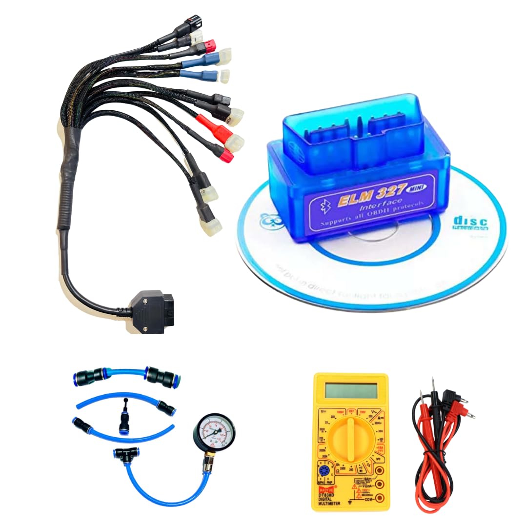 SMPL062 Advance OBD-ll 16 Pin Male V519 Bike & Car Diagnostic Scanner with BT310 12V 24V Battery Tester, DMM & FPG