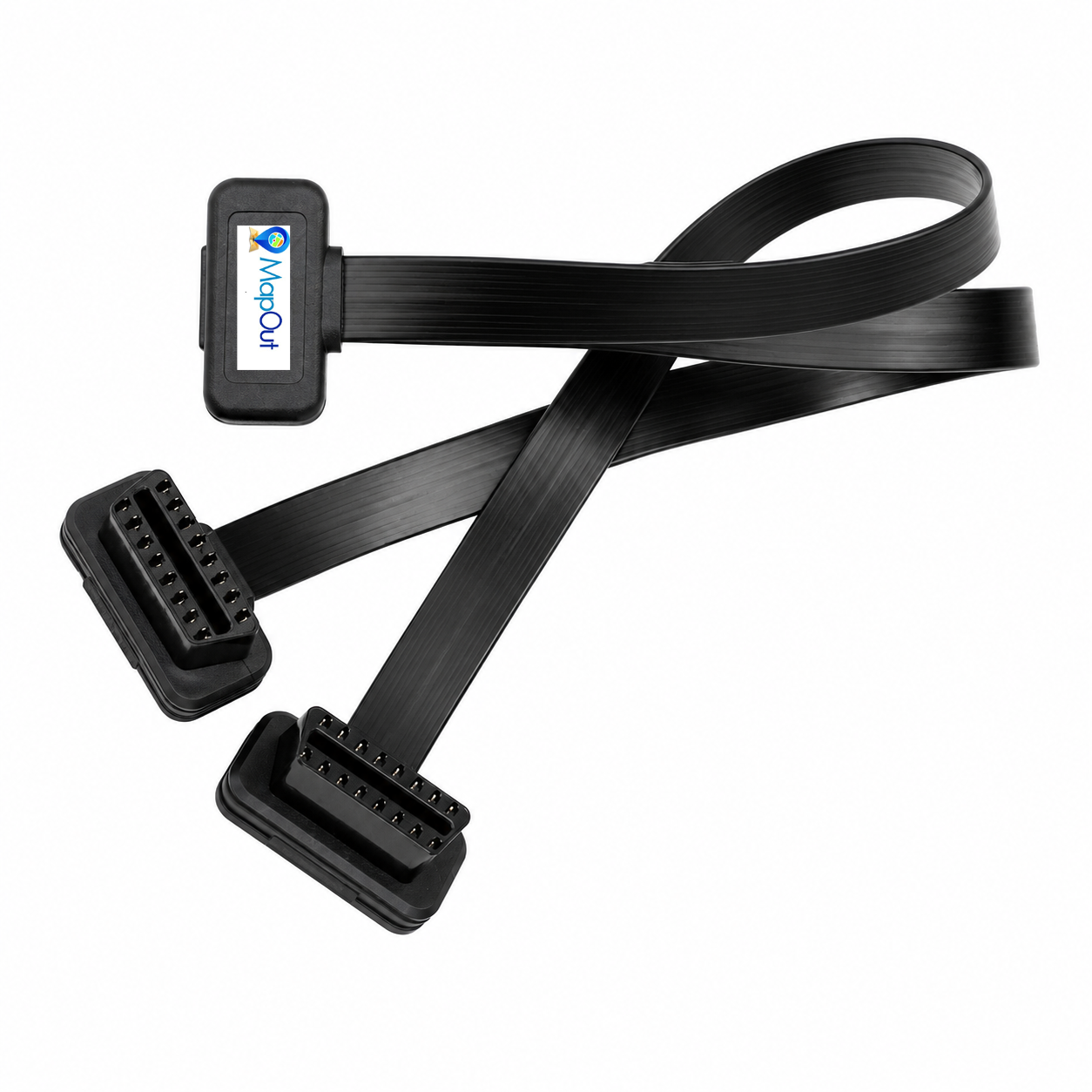 SMPL213 OBD-ll 16 Pin Male to Two Side Female Y-Splitter Flat Cable (Male-Female-Female)