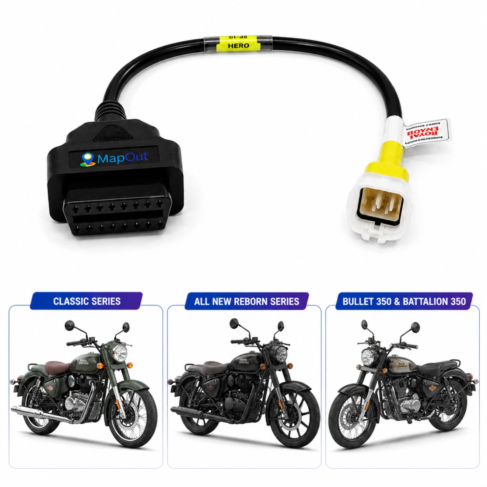 SMPL110 OBD-ll 16 Pin Female to 5 Pin Male Coupler for Royal Enfield BS6/BS7 Bike Scanning Cable Compatible with OBD-ll V519, V311, V317 and Blue ELM327 Scanner