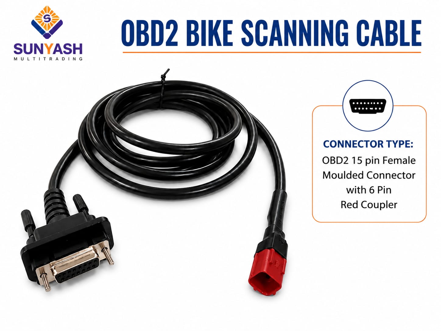 SMPL117 Honda OBD-ll 15 Pin Female to 6 Pin Male Coupler Scanning Cable for all Honda BS6 / BS7 Bikes and Scotties Compatible with Authorised Bosch Tool - Image 3