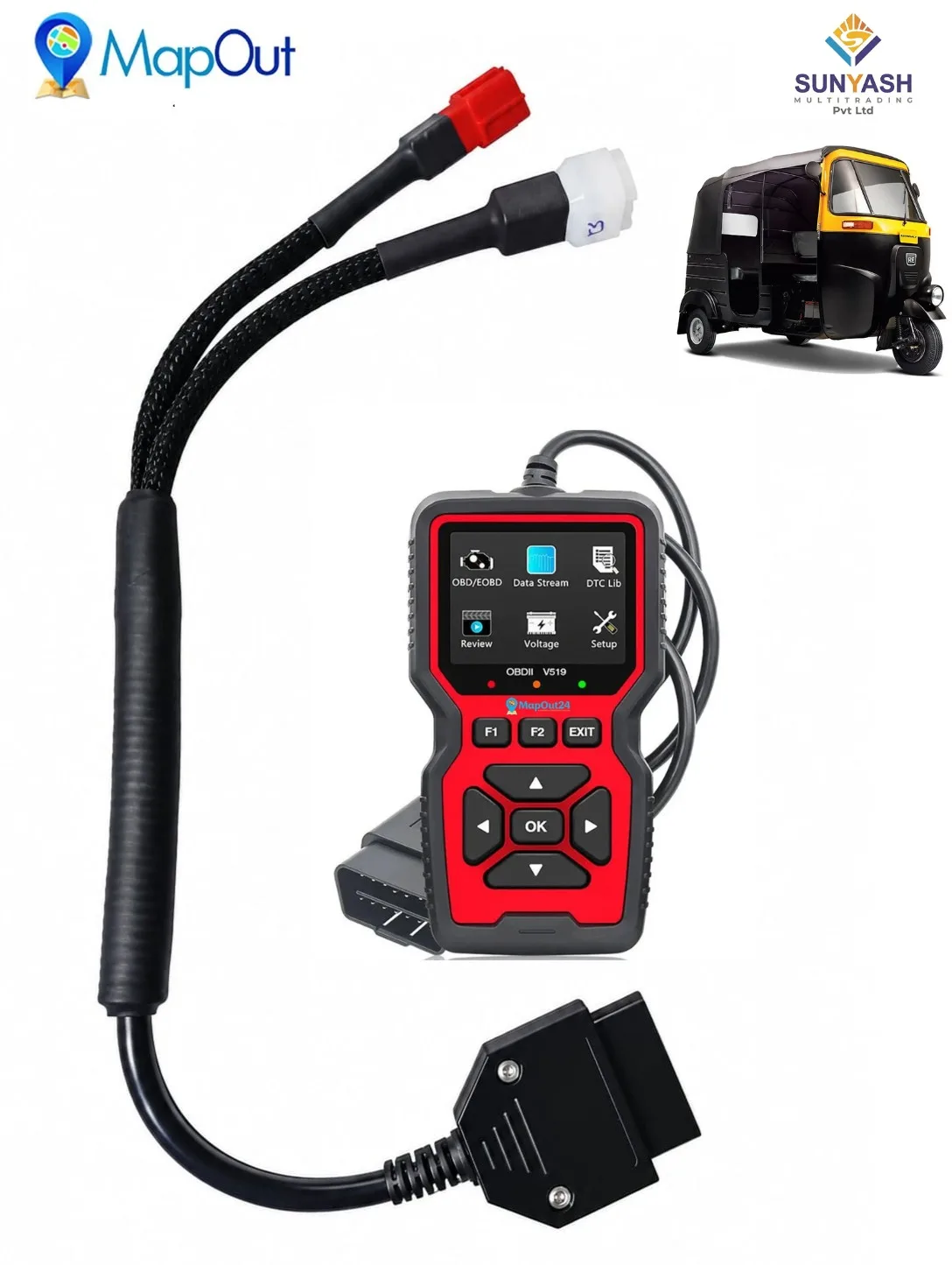 Bajaj 3 Wheeler Auto Rikshaw Obd Cable V519 Obd Scanner